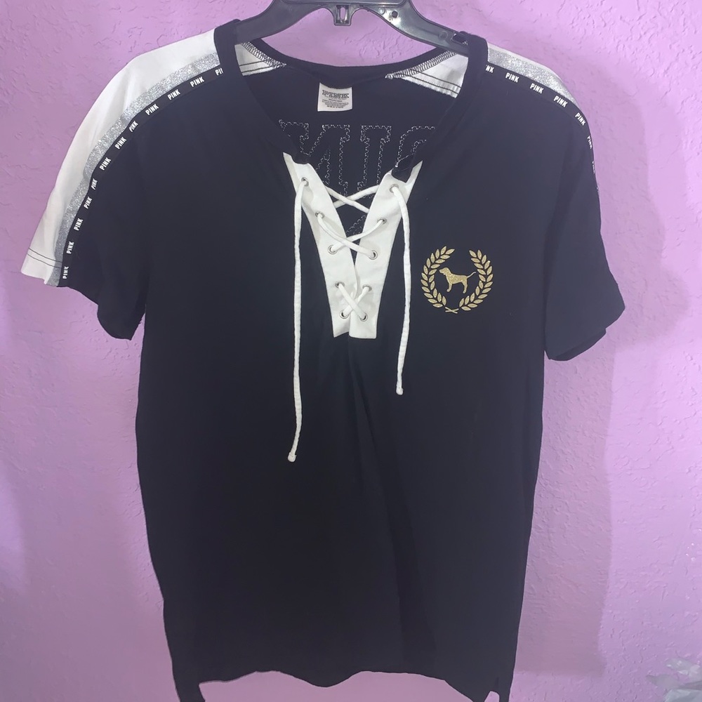 Victoria Secret Pink Black Jersey Shirt